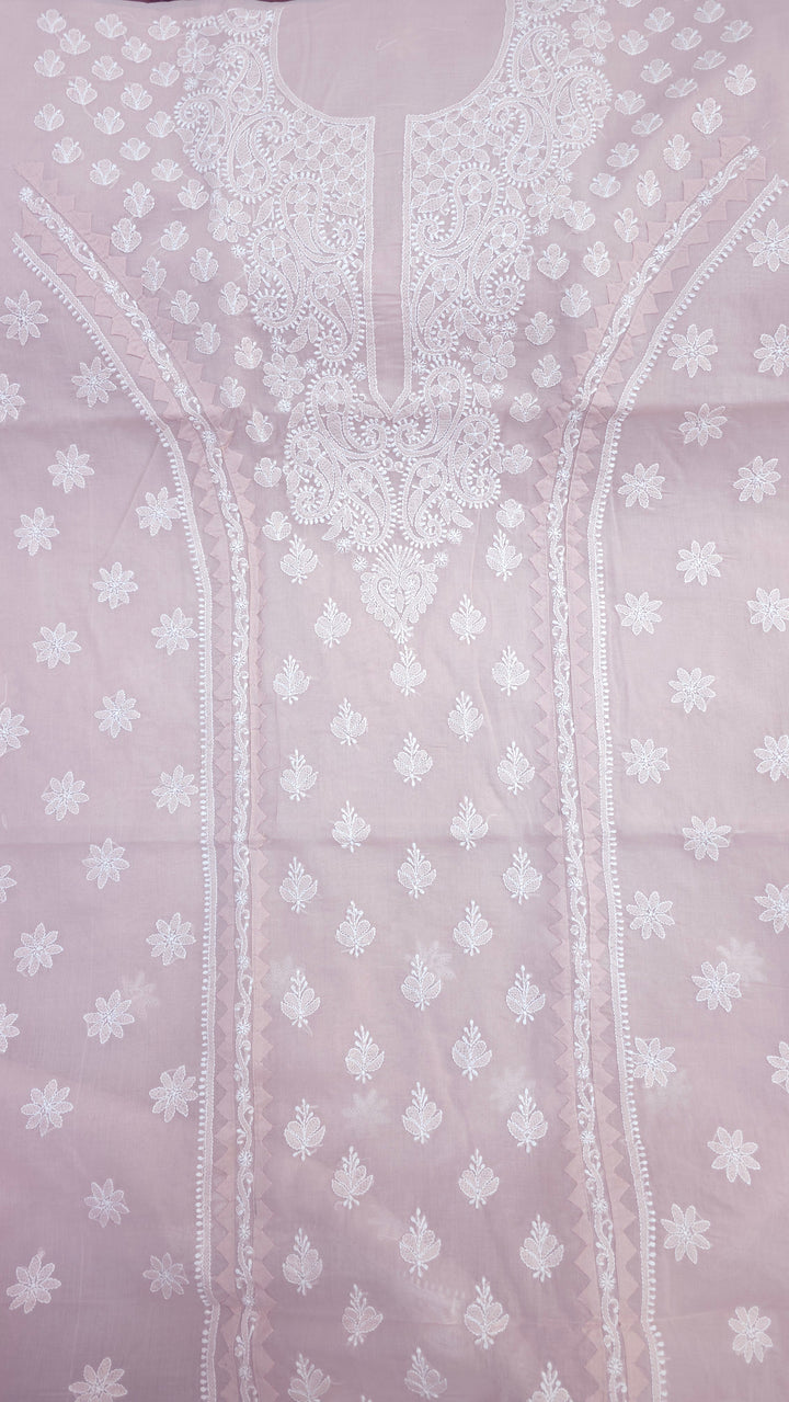 Darz Lucknowi Chikankari  Dress Material – Handmade Cotton Suit with Chiffon Dupatta