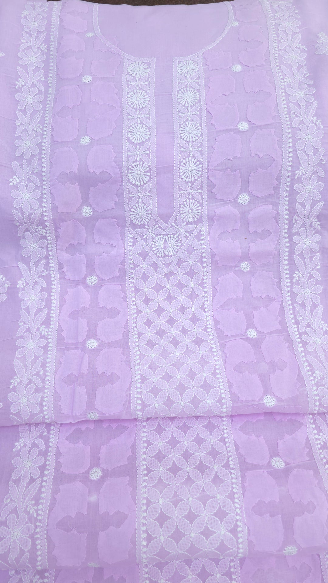 Darz Lucknowi Chikankari  Dress Material – Handmade Cotton Suit with Chiffon Dupatta