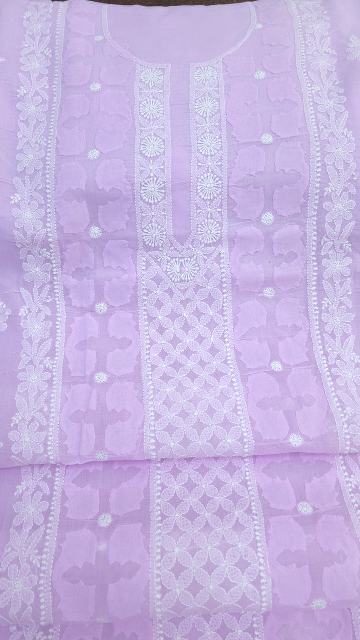 Darz Lucknowi Chikankari  Dress Material – Handmade Cotton Suit with Chiffon Dupatta