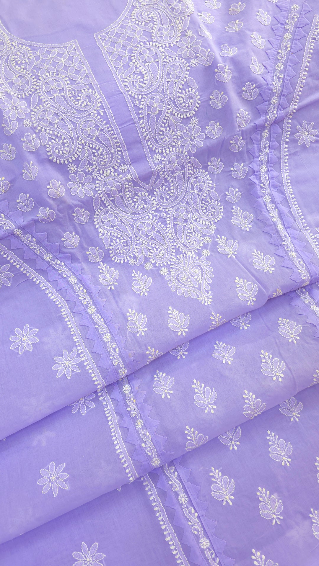 Darz Lucknowi Chikankari  Dress Material – Handmade Cotton Suit with Chiffon Dupatta