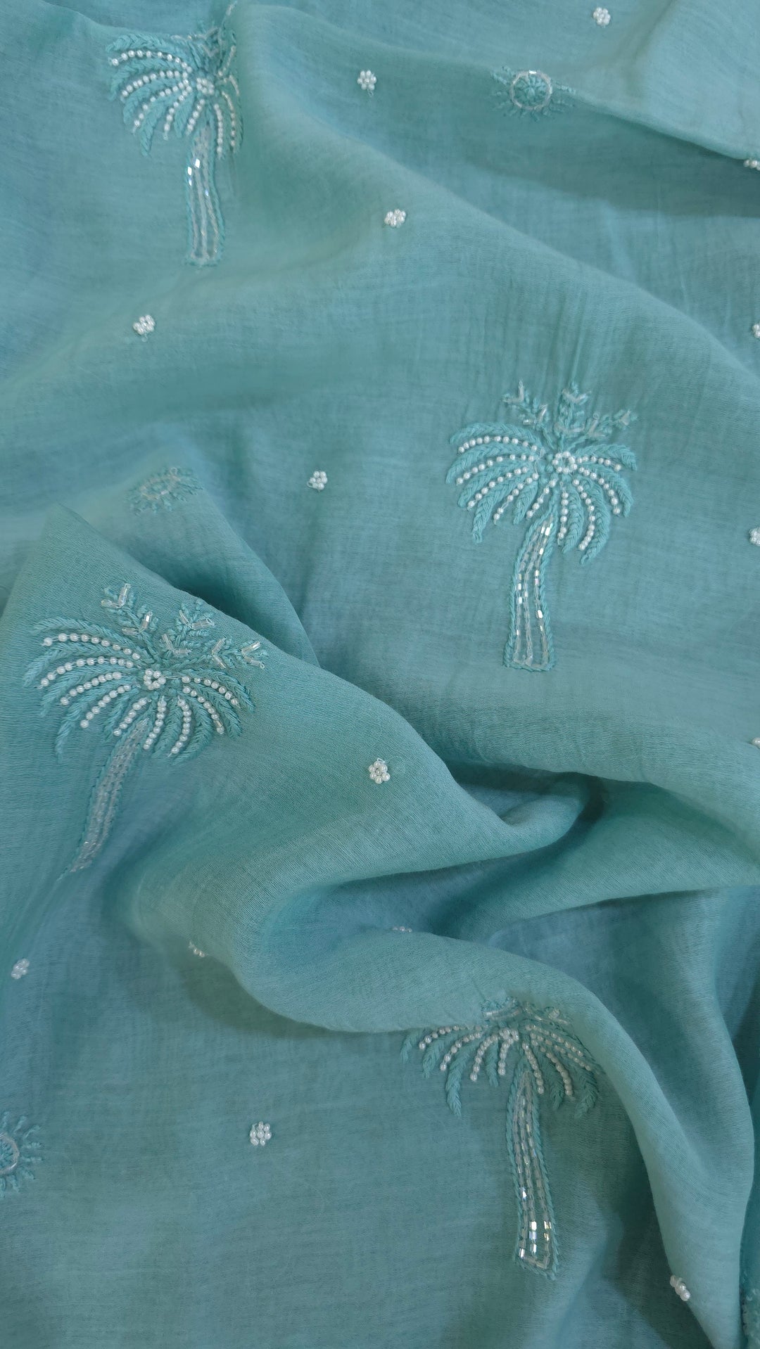 Hiba Premium Mul Chanderi Supersoft Dyeable Chikankari Dress Material | Hand Embroidered with Pearls & Cutdaana | Kurta & Dupatta Set