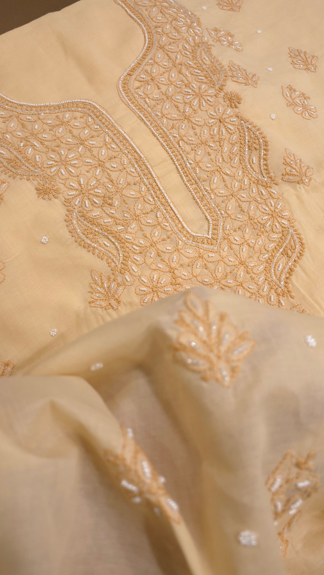 Pearl Chikankari Cotton Dress Material | Paridhan Chikan