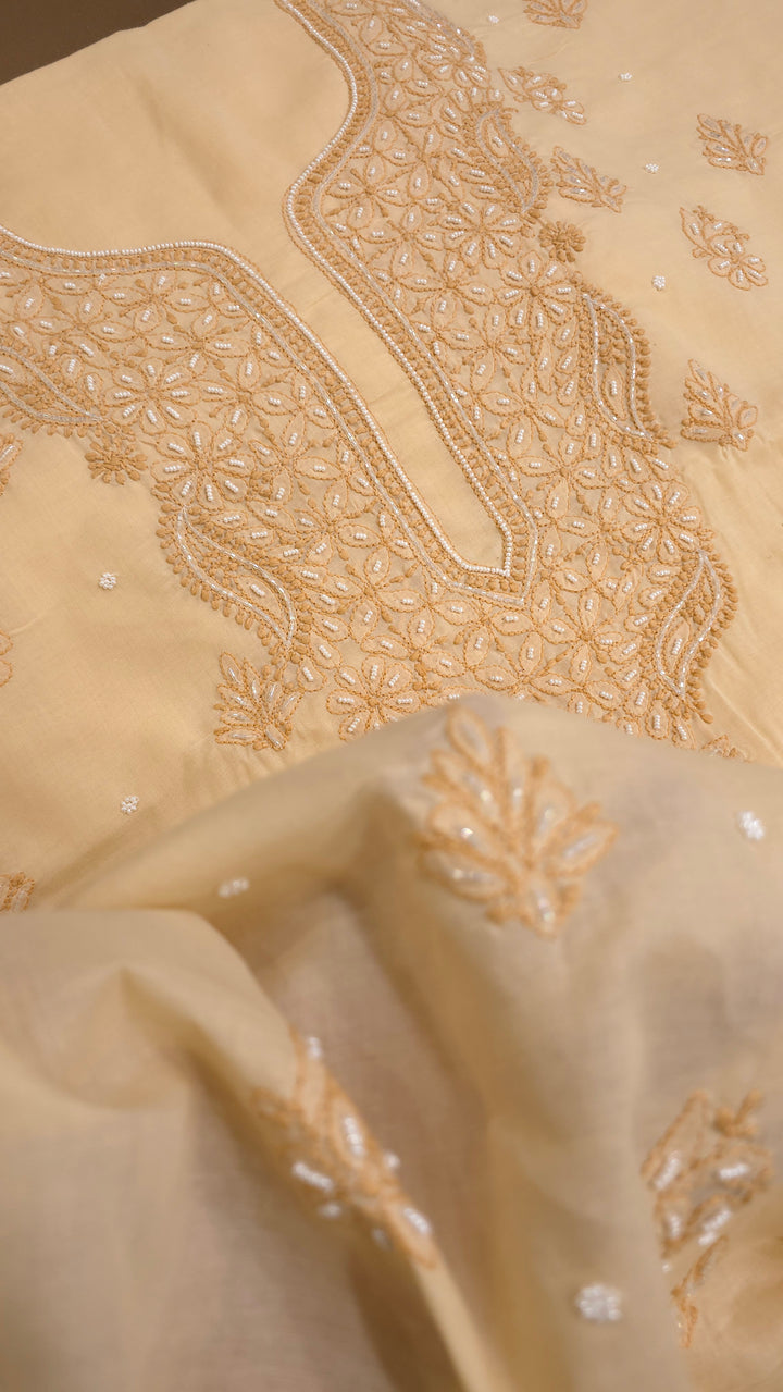 Pearl Chikankari Cotton Dress Material | Paridhan Chikan
