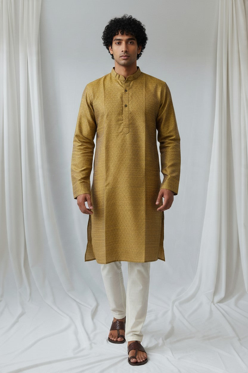 Banarsi jacquard silk kurta without chikankari