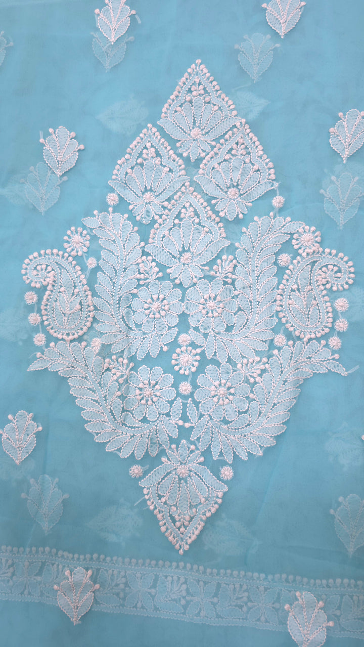 Lucknowi Georgette Chikankari Dress Material – Hand Embroidery Kurta, Bottom & Dupatta | Festive Queen Shades