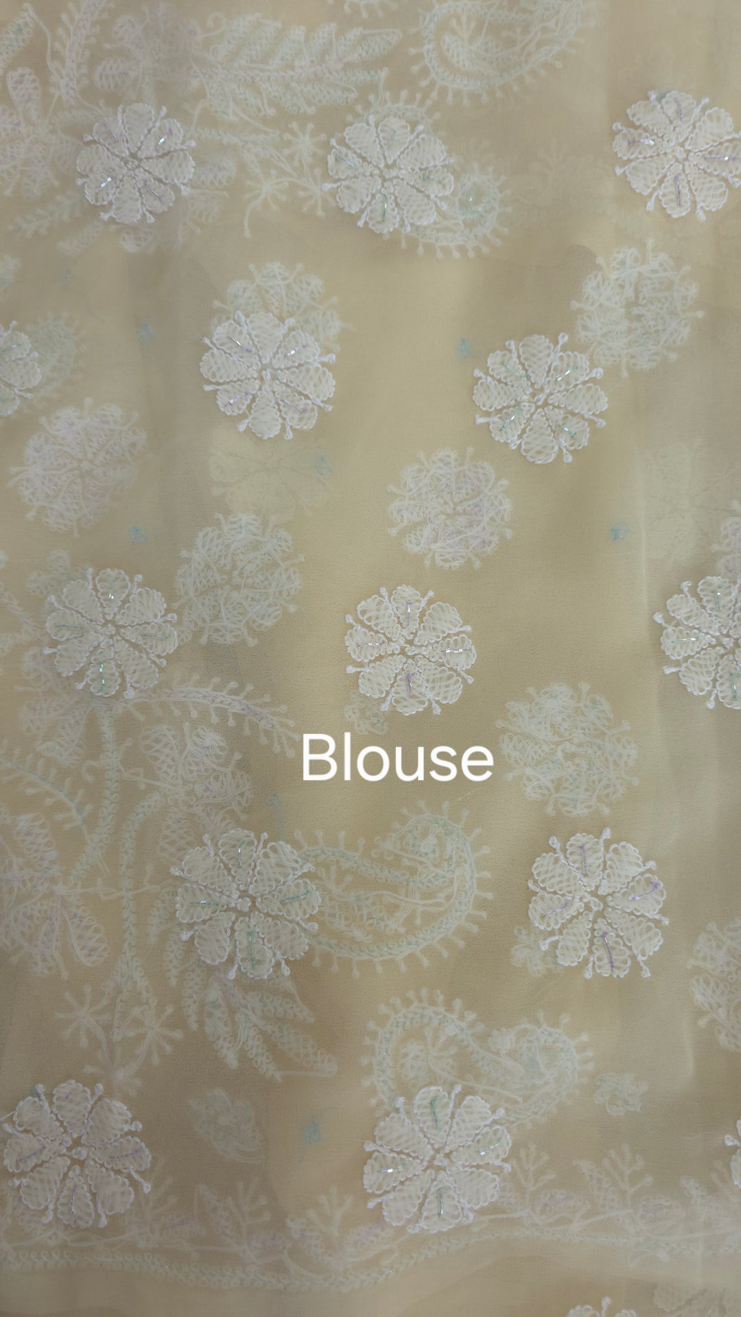 Pearl Chikankari Saree on Faux Georgette with Matching Blouse | Hand Embroidered Lucknowi Saree | Paridhan Chikan Heritage Collection