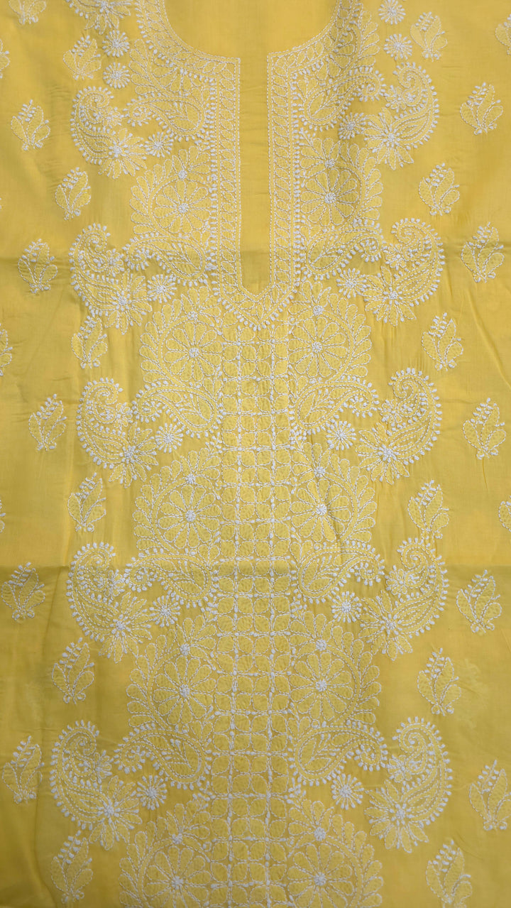 Paridhan Chikan Premium Handcrafted Chikankari Cotton Suit Set | Unstitched Dress Material with Chiffon Dupatta | Made in Lucknow