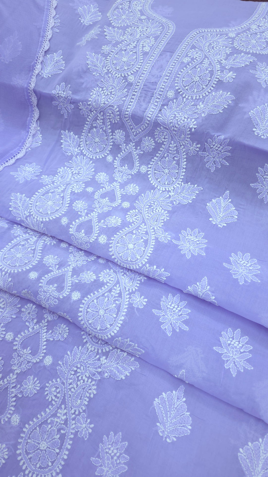 Paridhan Chikan Premium Handcrafted Chikankari Cotton Suit Set | Unstitched Dress Material with Chiffon Dupatta | Made in Lucknow