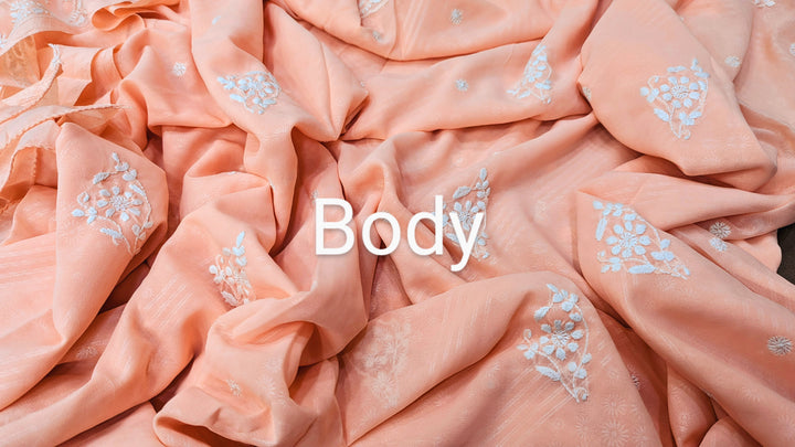 Faux Georgette Hand Chikankari Saree with Exclusive Border & Palla Design | Embroidered Blouse Included | Authentic Lucknow Handicraft by Paridhan Chikan