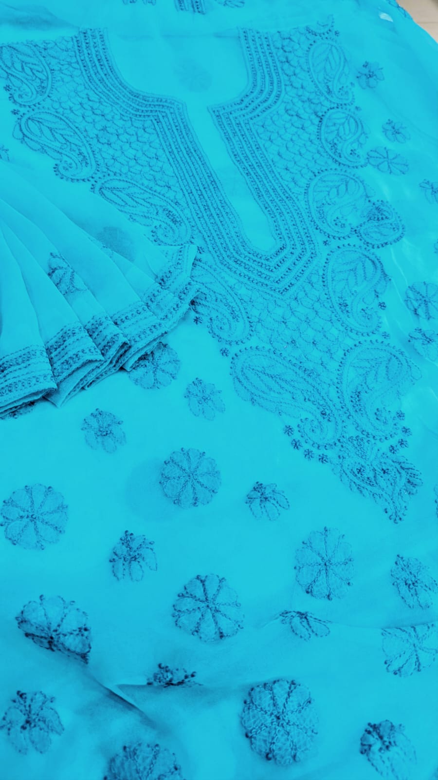 Lucknowi Georgette Chikankari Dress Material – Hand Embroidery Kurta, Bottom & Dupatta | Festive Queen Shades