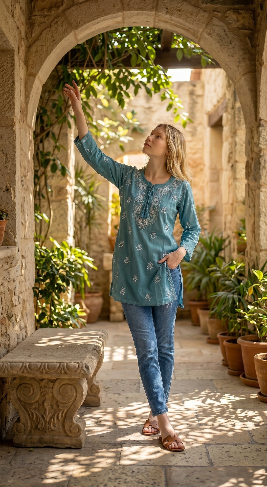 Women's Modal Satin Chikankari Top – Authentic 2 Taar Hand Embroidery