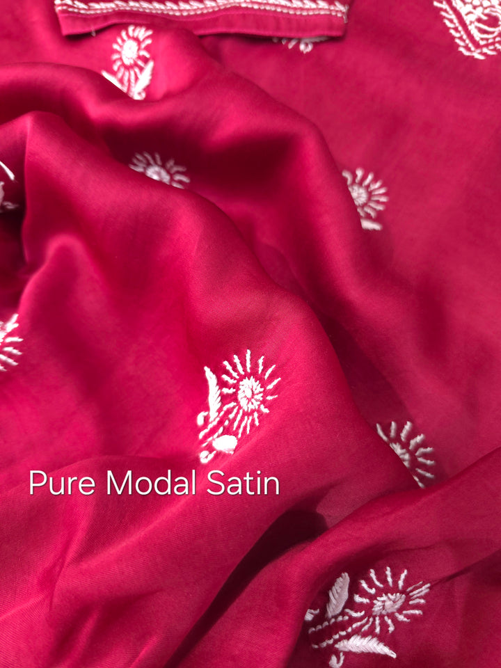 Women's Modal Satin Chikankari Top – Authentic 2 Taar Hand Embroidery