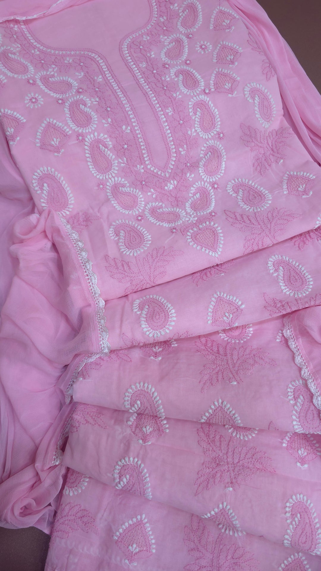 Sarahna Lucknow Hand Jaali Chikankari Cotton Dress Material