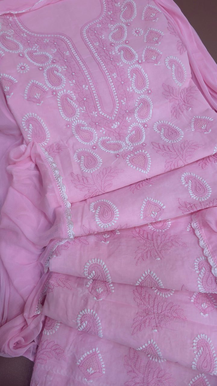 Sarahna Lucknow Hand Jaali Chikankari Cotton Dress Material