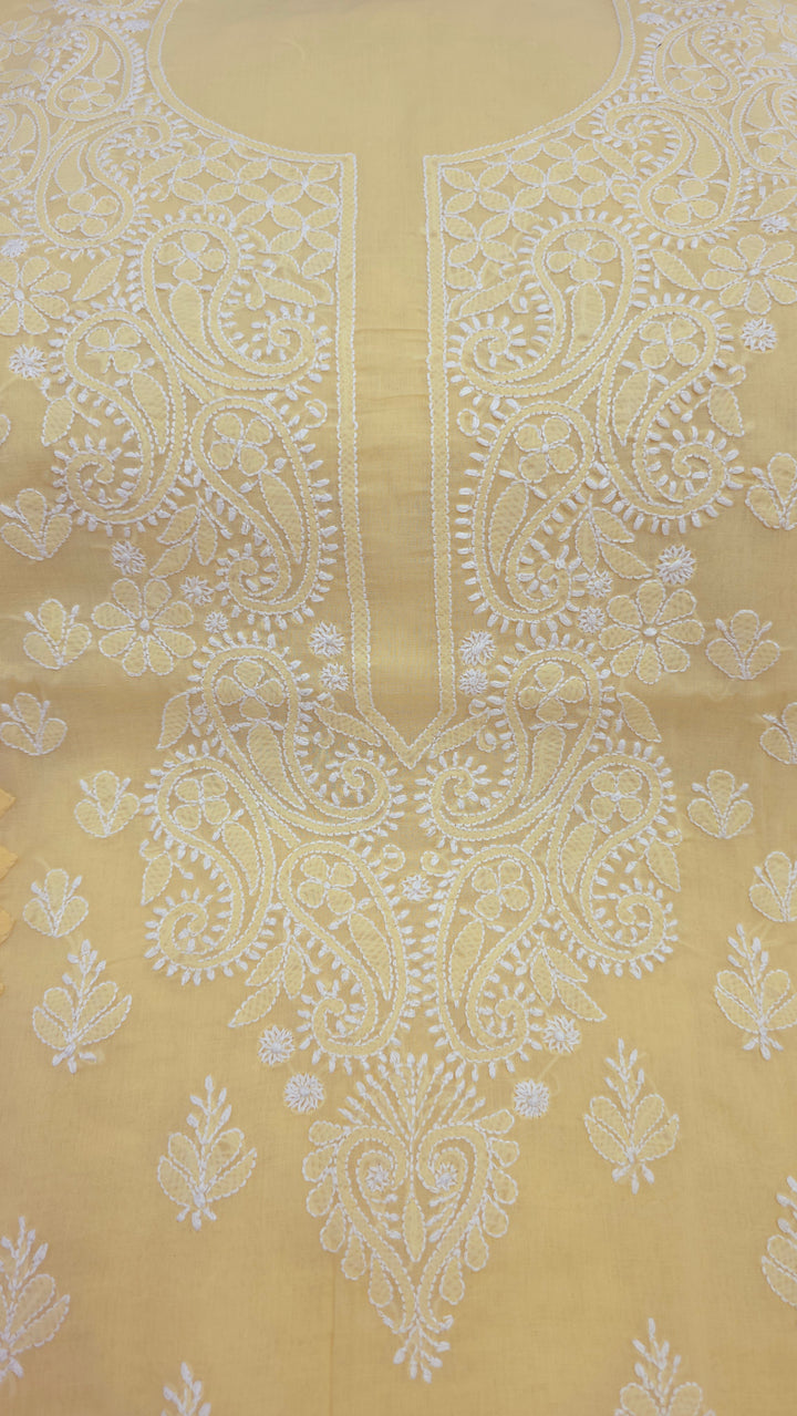 Darz Lucknowi Chikankari  Dress Material – Handmade Cotton Suit with Chiffon Dupatta