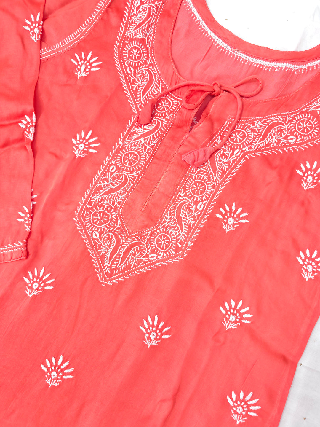 Women's Modal Satin Chikankari Top – Authentic 2 Taar Hand Embroidery