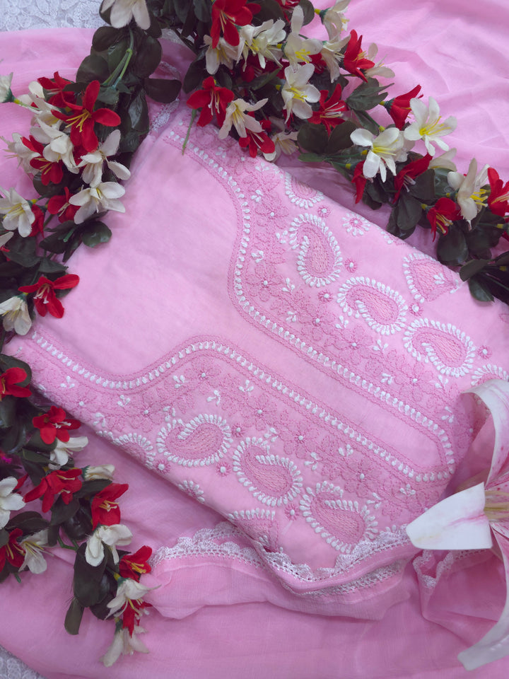 Sarahna Lucknow Hand Jaali Chikankari Cotton Dress Material