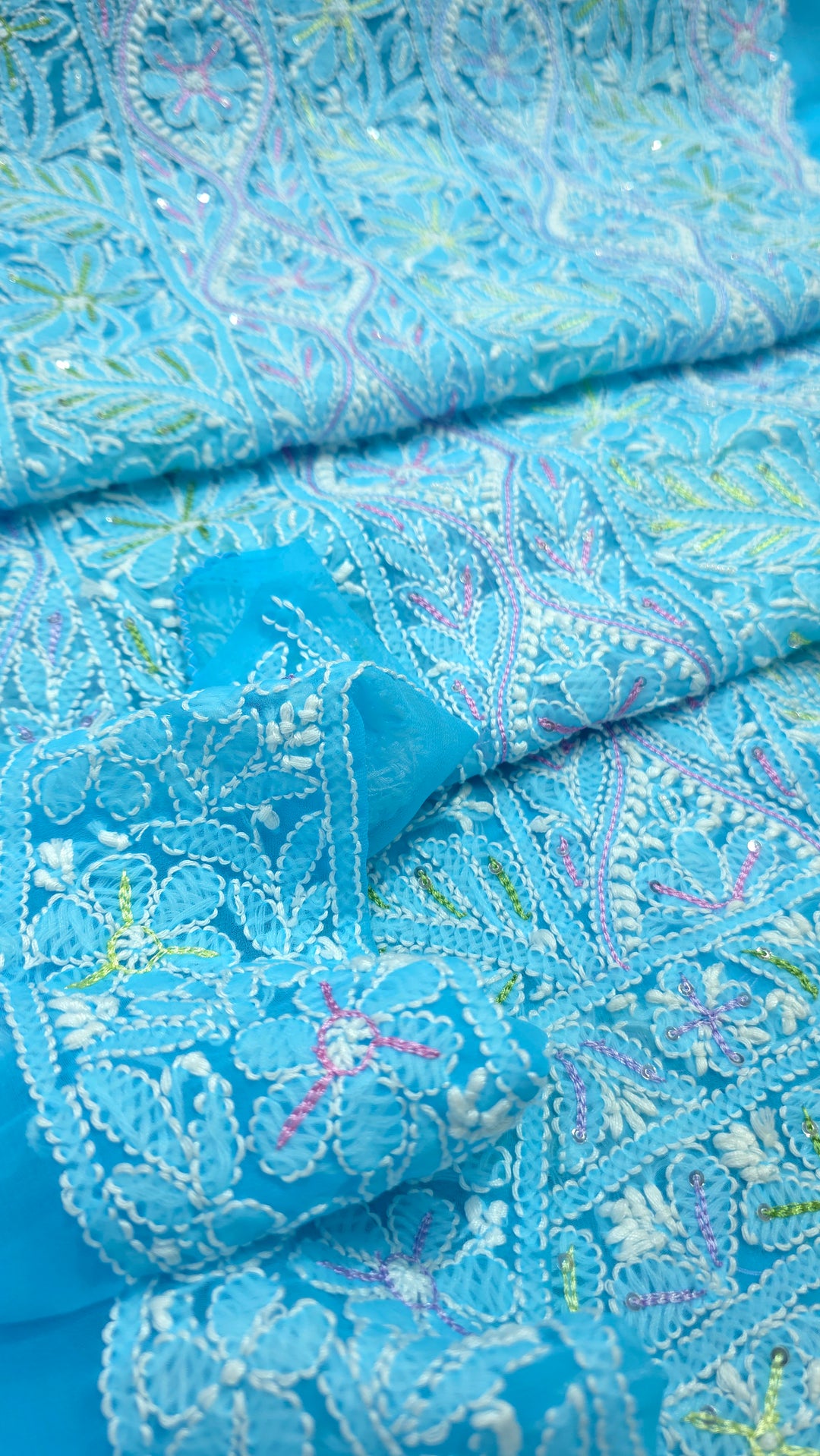 Georgette Chikankari Dress Material Resham Aari pearl Work