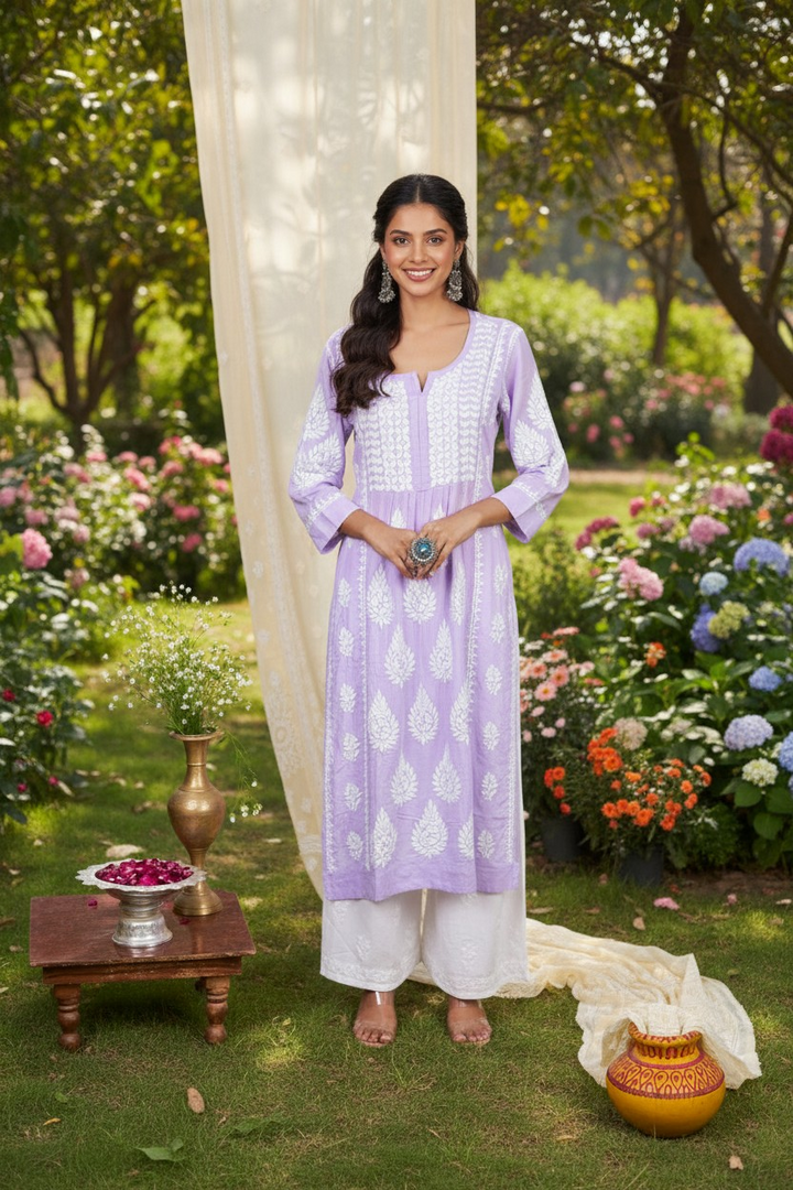 Modal Chikankari Nyra Kurti