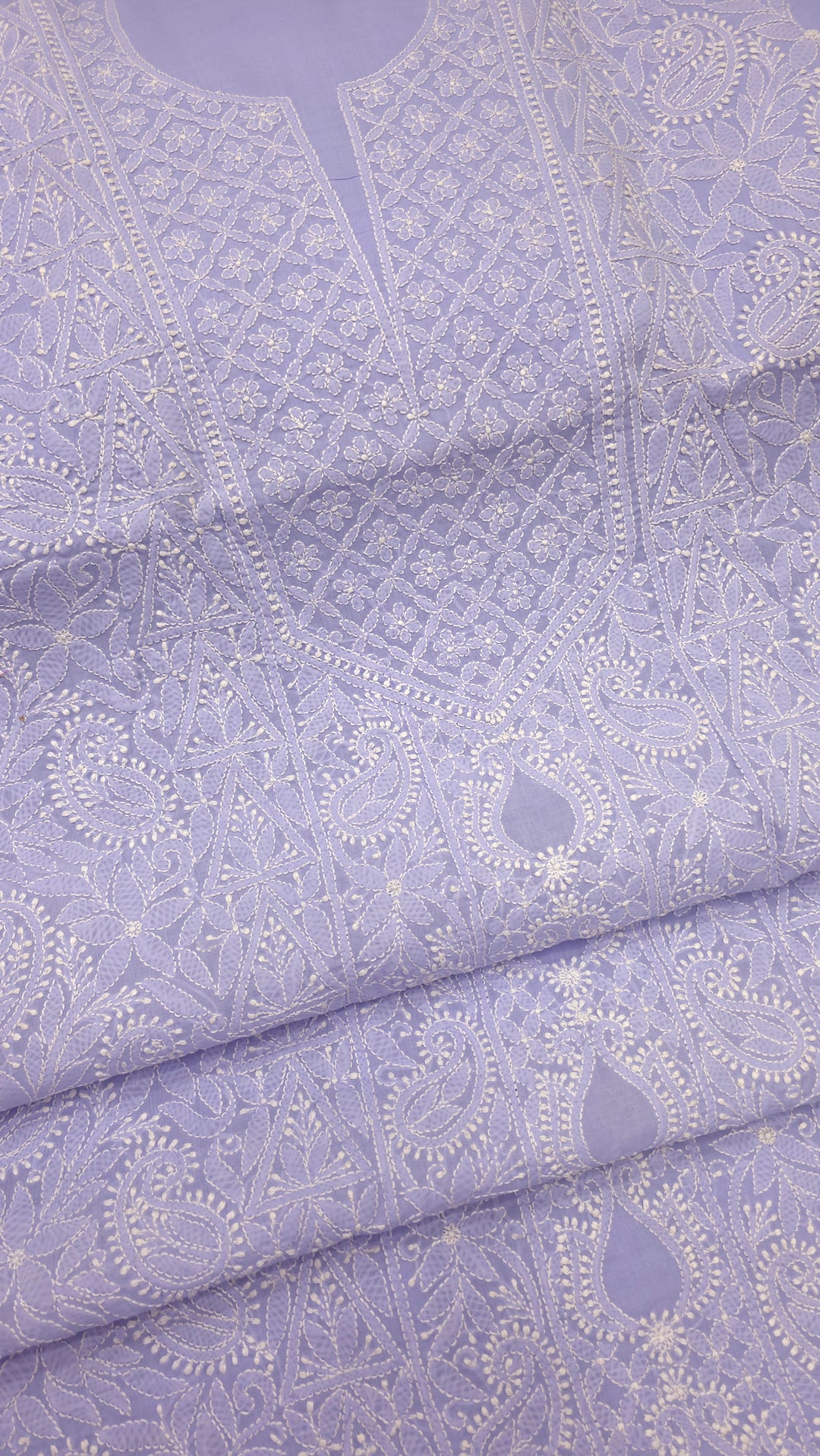 " Lucknowi Chikankari Unstitched Cotton Suit Set – Kurta, Bottom & Dupatta by Paridhan Chikan"