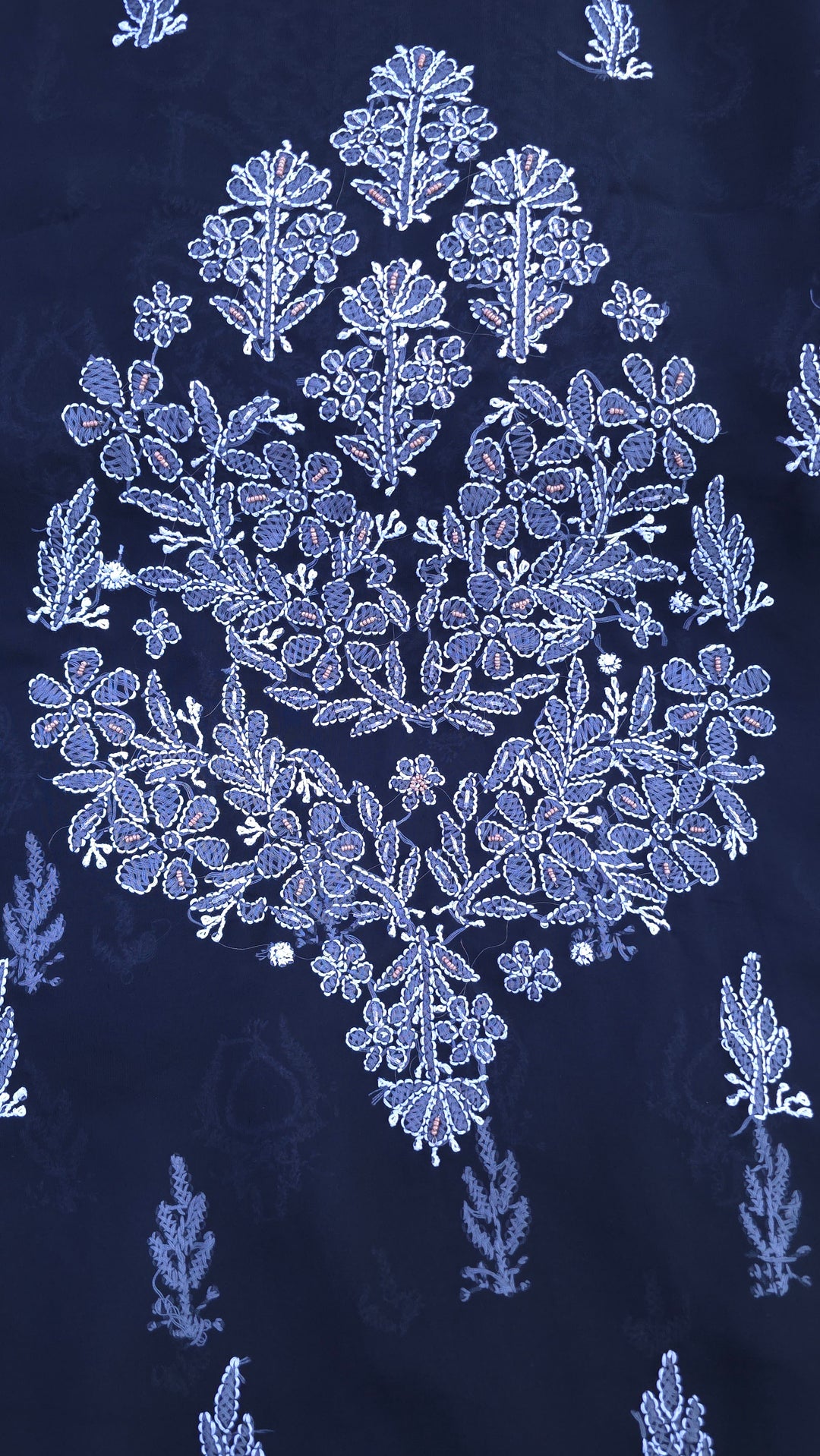 Alina Heavy Embellished Georgette Chikankari Unstitched Dress Material | Cutdana Handwork