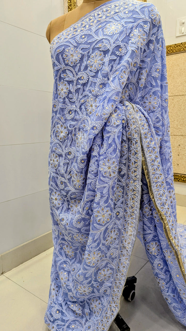 Georgette Chikankari Saree