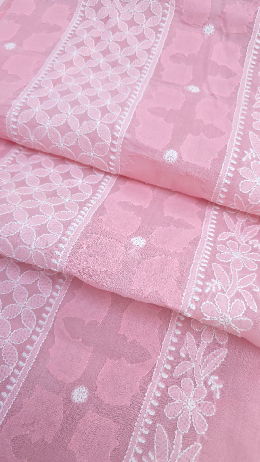 Darz Lucknowi Chikankari  Dress Material – Handmade Cotton Suit with Chiffon Dupatta