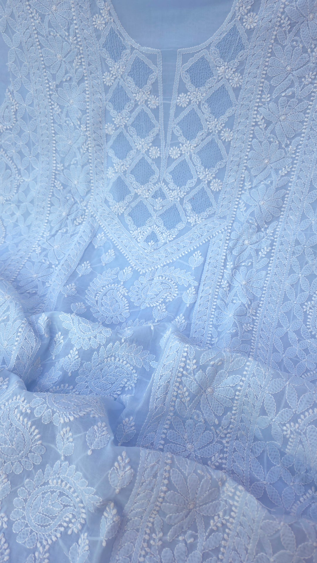 Sarahna Lucknow Hand Jaali Chikankari Cotton Dress Material