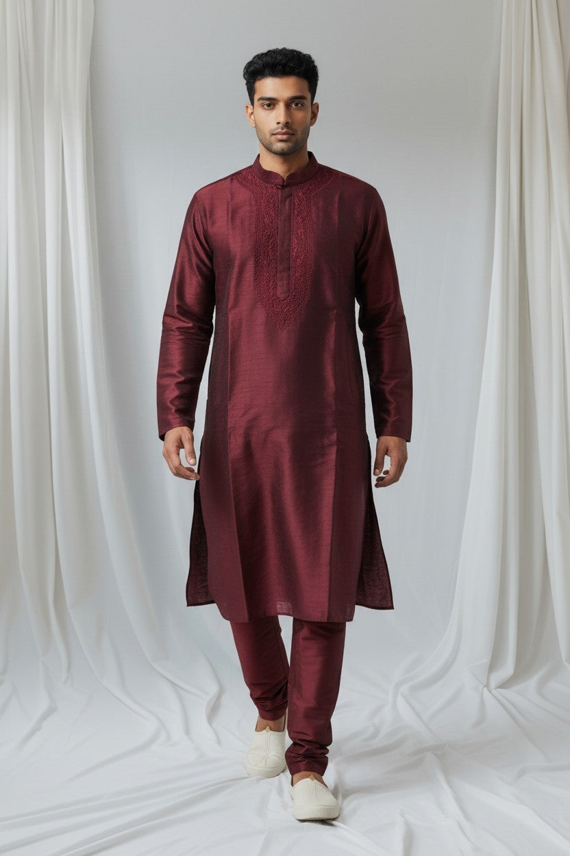Banarsi jacquard silk kurta