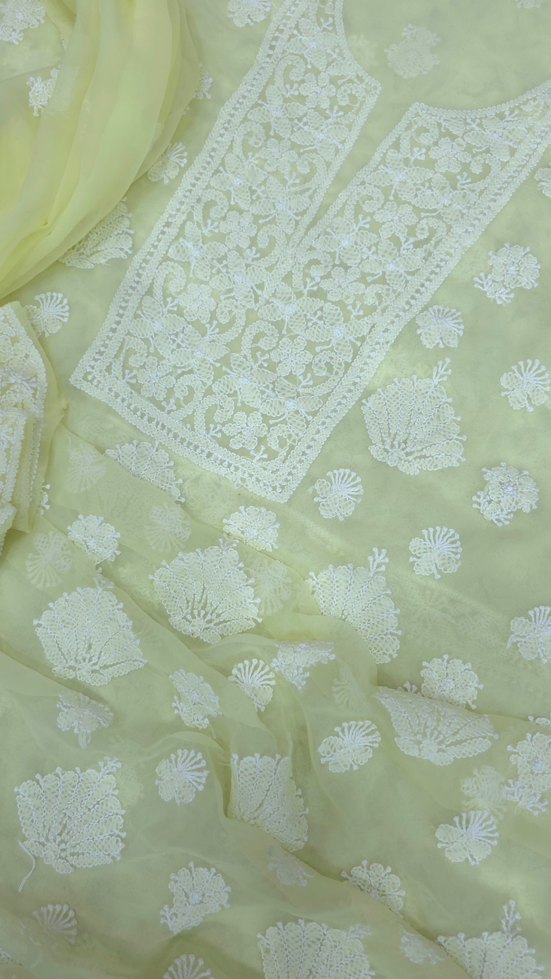 Lucknowi Georgette Chikankari Dress Material – Hand Embroidery Kurta, Bottom & Dupatta | Festive Queen Shades