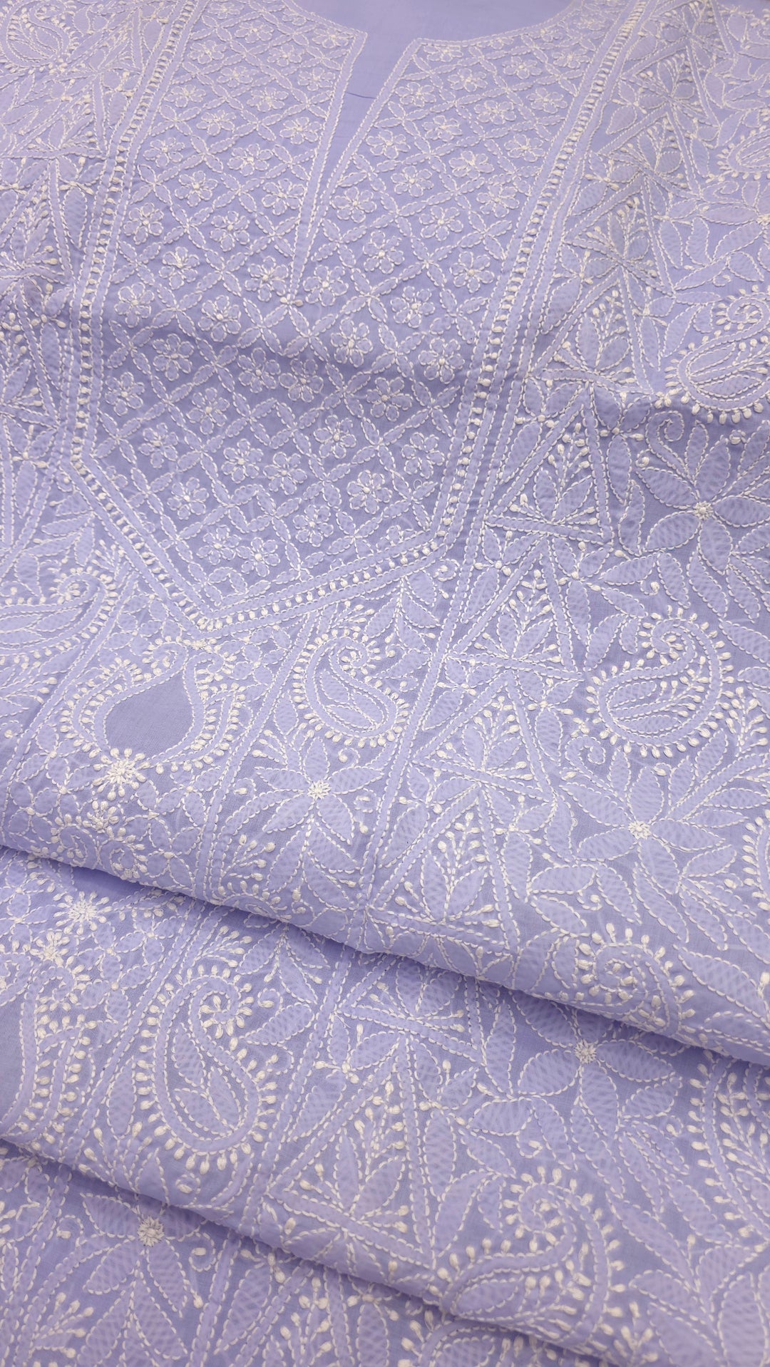 " Lucknowi Chikankari Unstitched Cotton Suit Set – Kurta, Bottom & Dupatta by Paridhan Chikan"