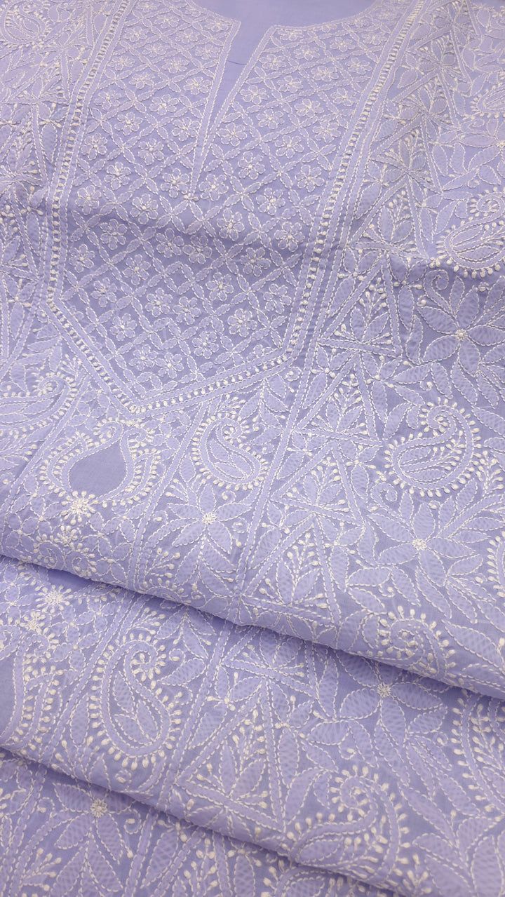 " Lucknowi Chikankari Unstitched Cotton Suit Set – Kurta, Bottom & Dupatta by Paridhan Chikan"