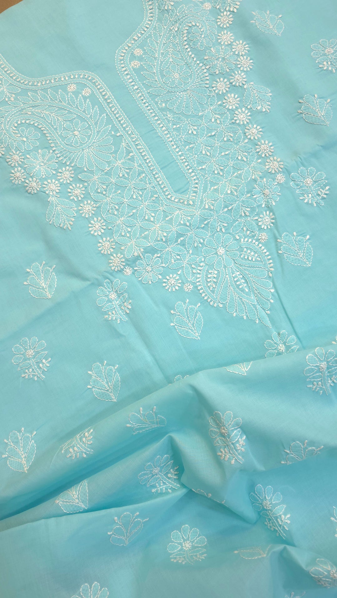 Paridhan Chikan Premium Handcrafted Chikankari Cotton Suit Set | Unstitched Dress Material with Chiffon Dupatta | Made in Lucknow