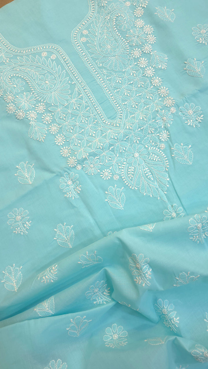 Paridhan Chikan Premium Handcrafted Chikankari Cotton Suit Set | Unstitched Dress Material with Chiffon Dupatta | Made in Lucknow