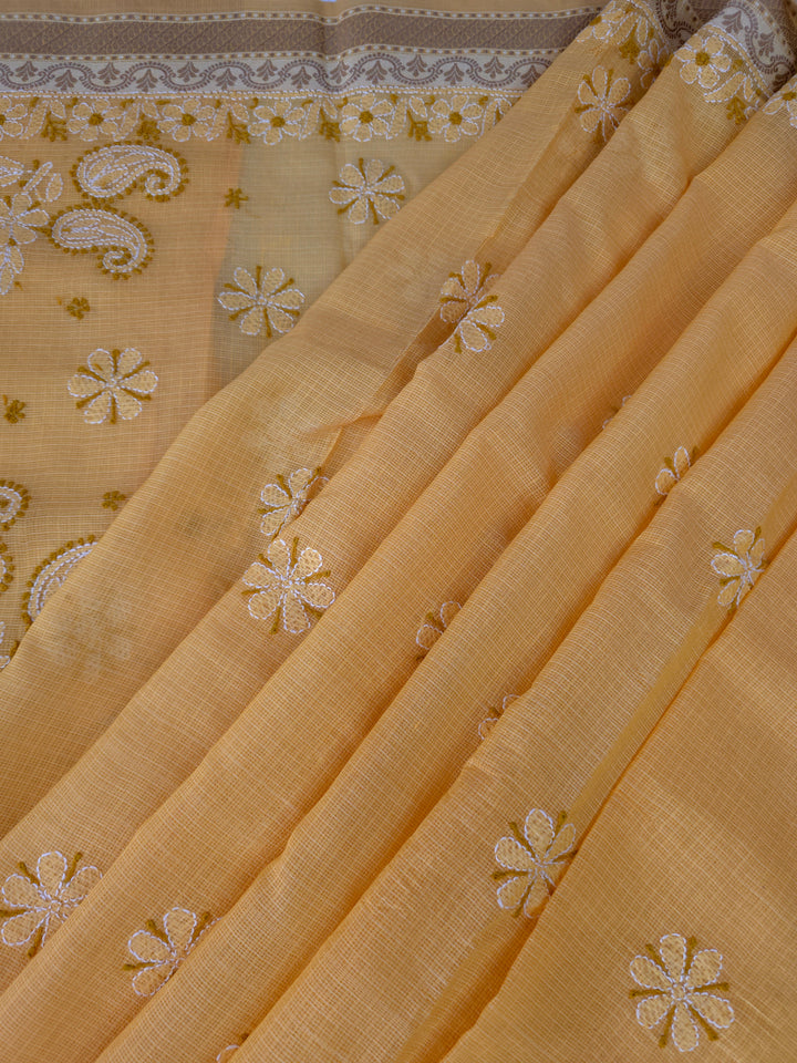 Hand Embroidered Chikankari Banarasi Silk Saree with Intricate Border & Palla Pattern – Includes  Blouse | Paridhan Chikan