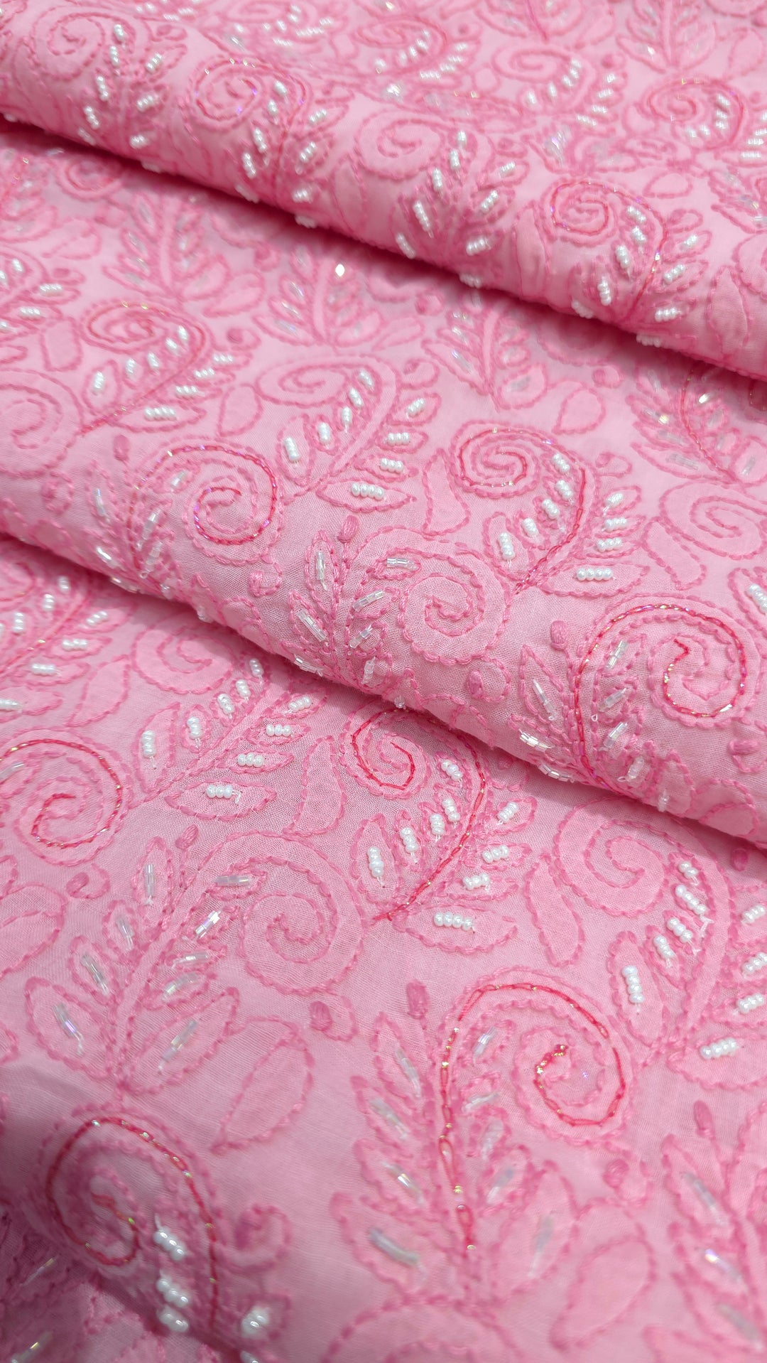 Paridhan Chikan Cotton Chikankari Unstitched Dress Material – 3 Pc Suit Set with Hand Embroidery & Pearl Work in Every Motif