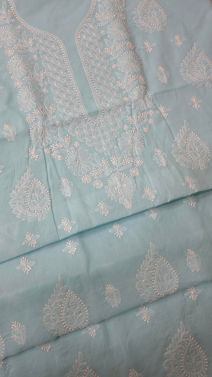 Paridhan Chikan Premium Handcrafted Chikankari Cotton Suit Set | Unstitched Dress Material with Chiffon Dupatta | Made in Lucknow