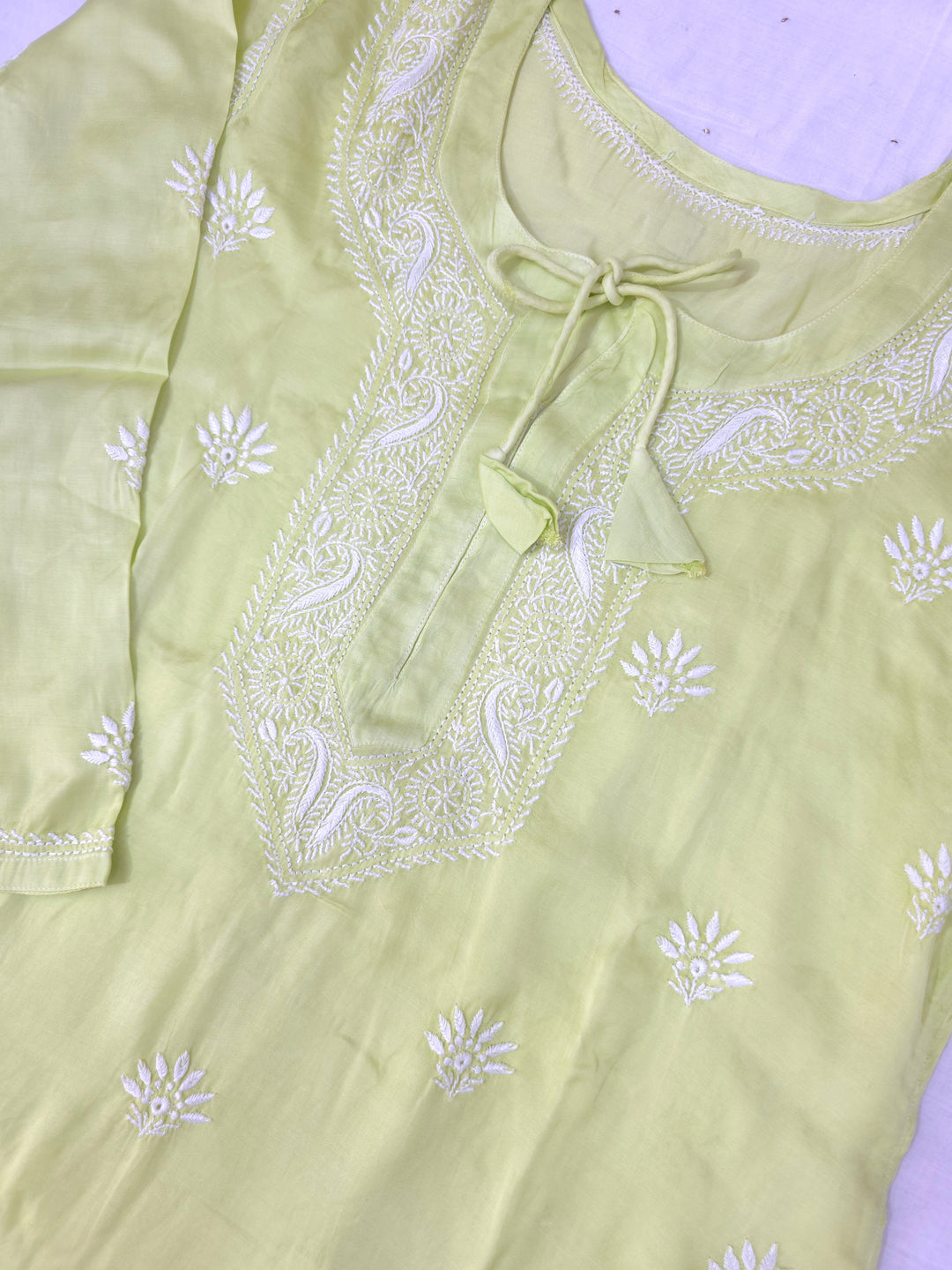 Women's Modal Satin Chikankari Top – Authentic 2 Taar Hand Embroidery