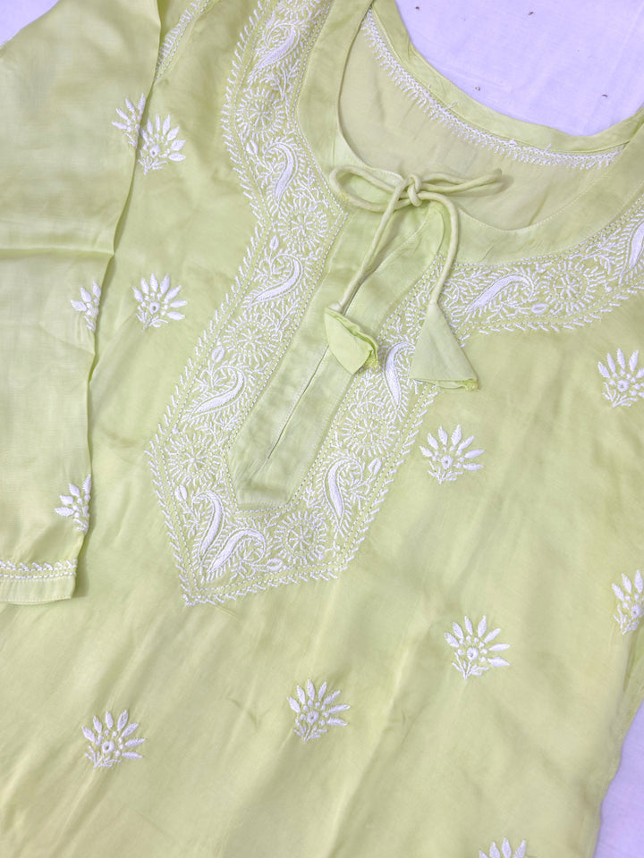 Women's Modal Satin Chikankari Top – Authentic 2 Taar Hand Embroidery