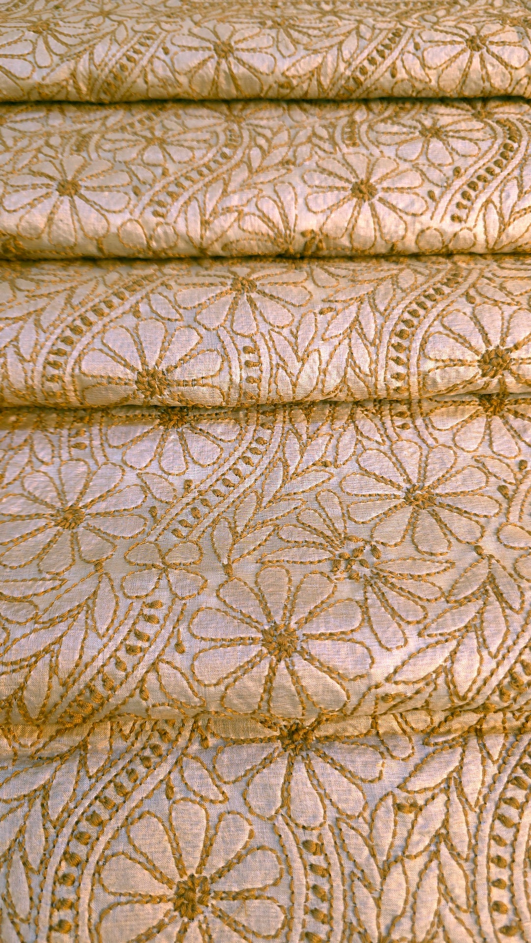 Pure Paper Silk Chikankari Fabric | Full Jaal Hand Embroidery Kurta Fabric for Women