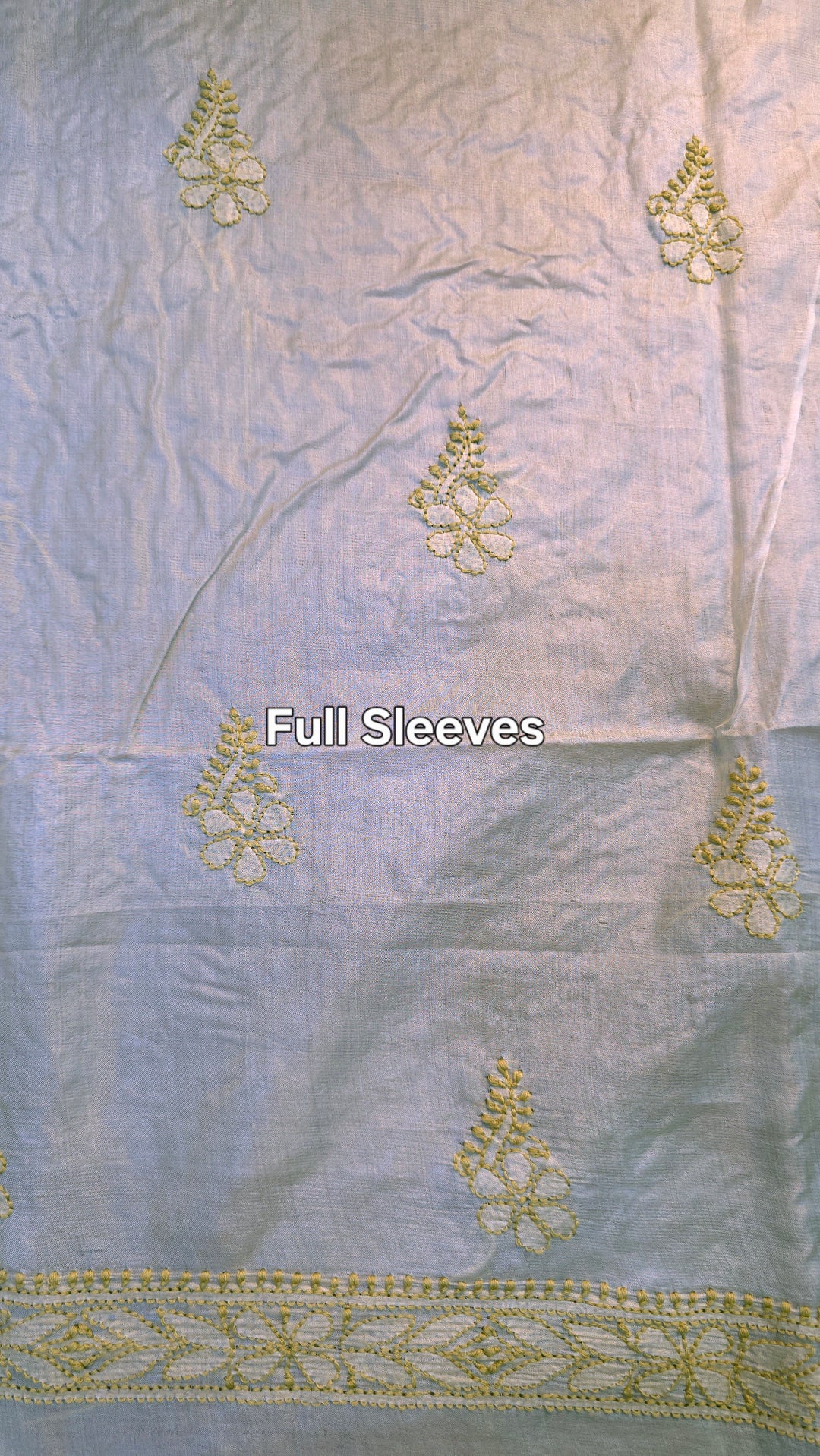Pure Paper Silk Chikankari Fabric | Full Jaal Hand Embroidery Kurta Fabric for Women
