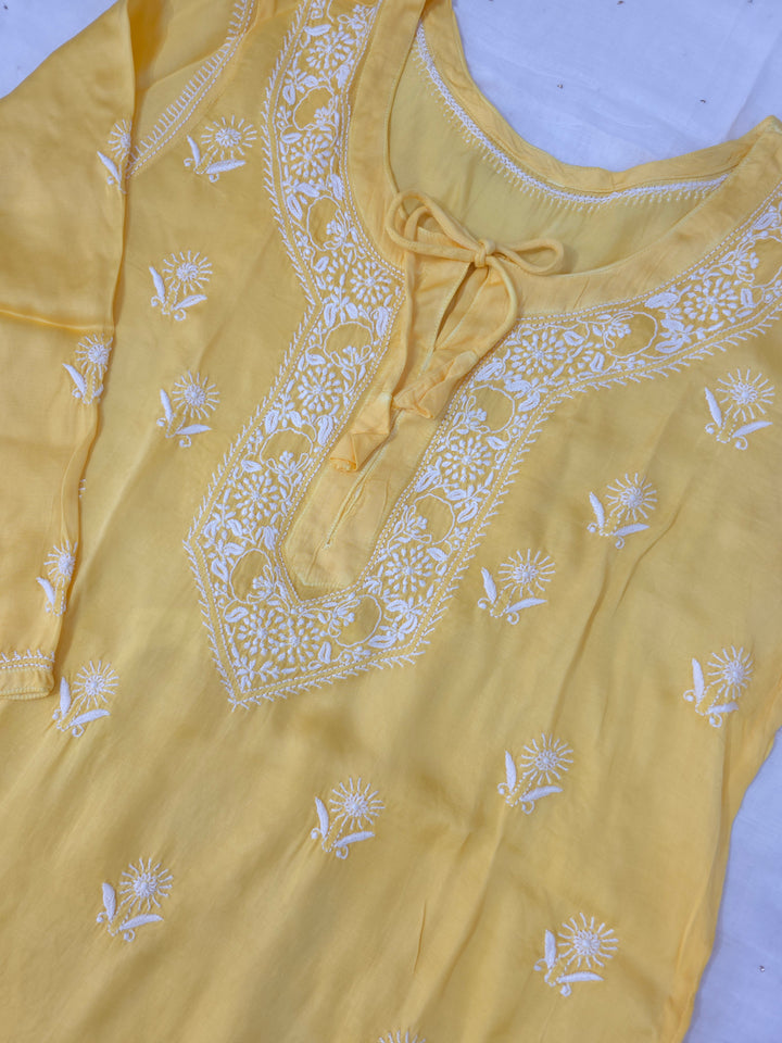 Women's Modal Satin Chikankari Top – Authentic 2 Taar Hand Embroidery