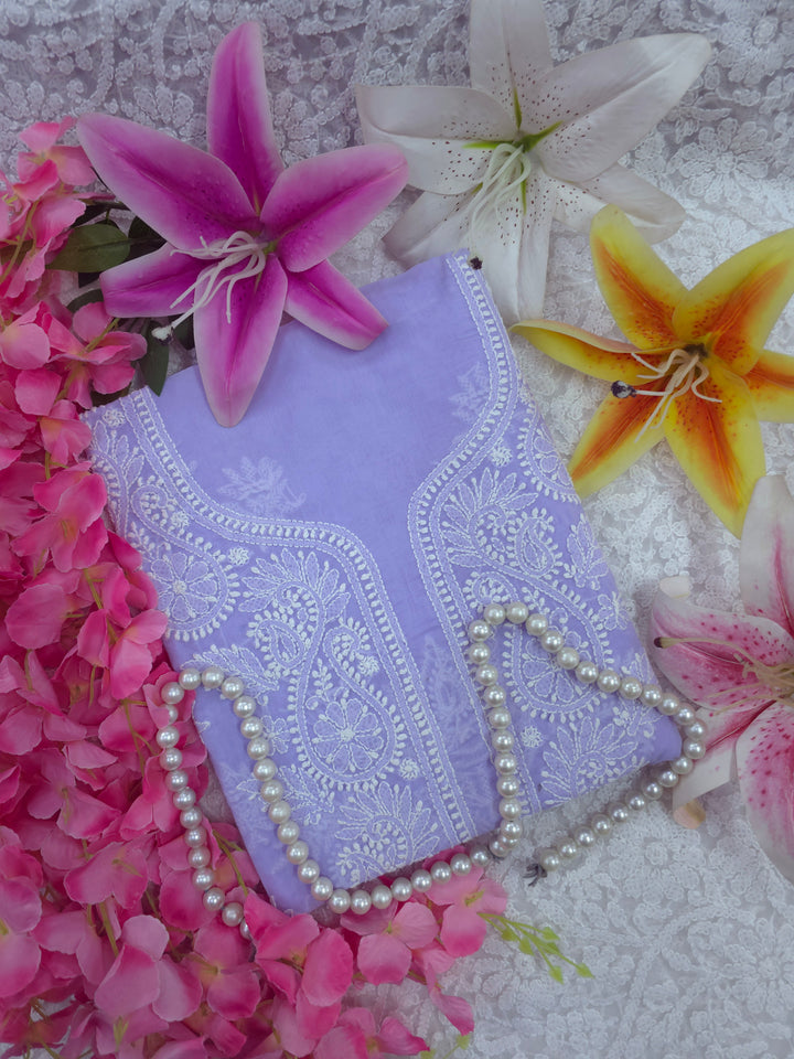Paridhan Chikan Premium Handcrafted Chikankari Cotton Suit Set | Unstitched Dress Material with Chiffon Dupatta | Made in Lucknow