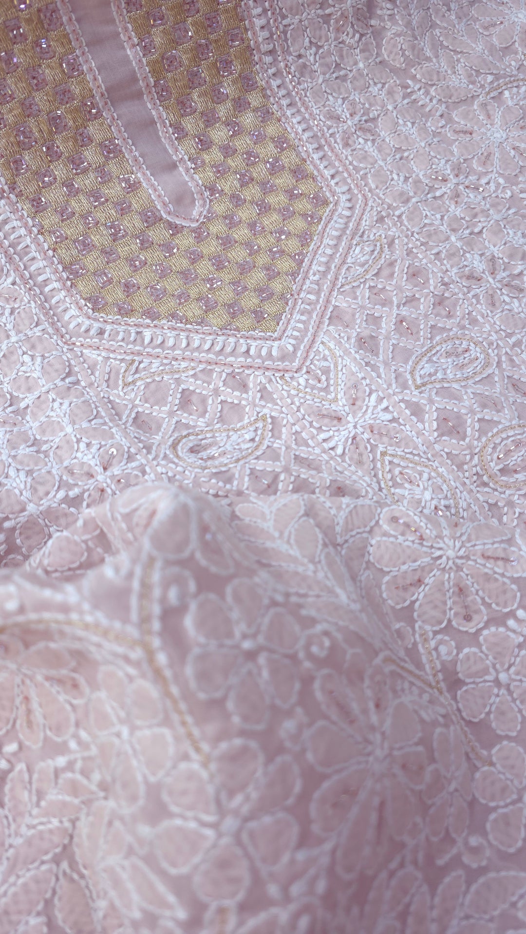 Afreen Premium Hand Embroidered Chikankari Cotton Unstitched Dress Material with Pure Chiffon Dupatta