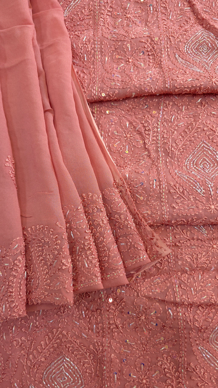 Pure Georgette Viscose Chikankari Dress Material | Paridhan