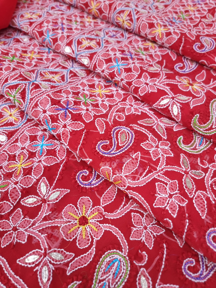 Georgette Chikankari Dress Material Resham Aari Work
