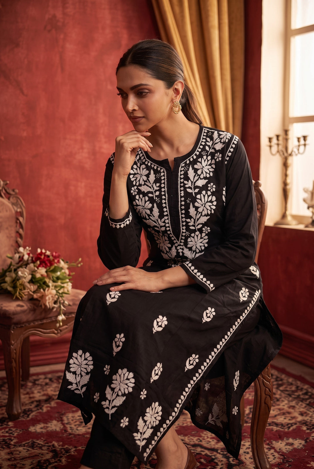 Deepika Rayon Lucknow Chikankari Long Kurti | 100% Authentic Hand Embroidery | Super Soft & Non-Transparent