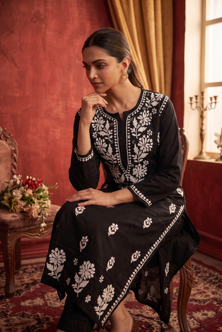 Deepika Rayon Lucknow Chikankari Long Kurti | 100% Authentic Hand Embroidery | Super Soft & Non-Transparent