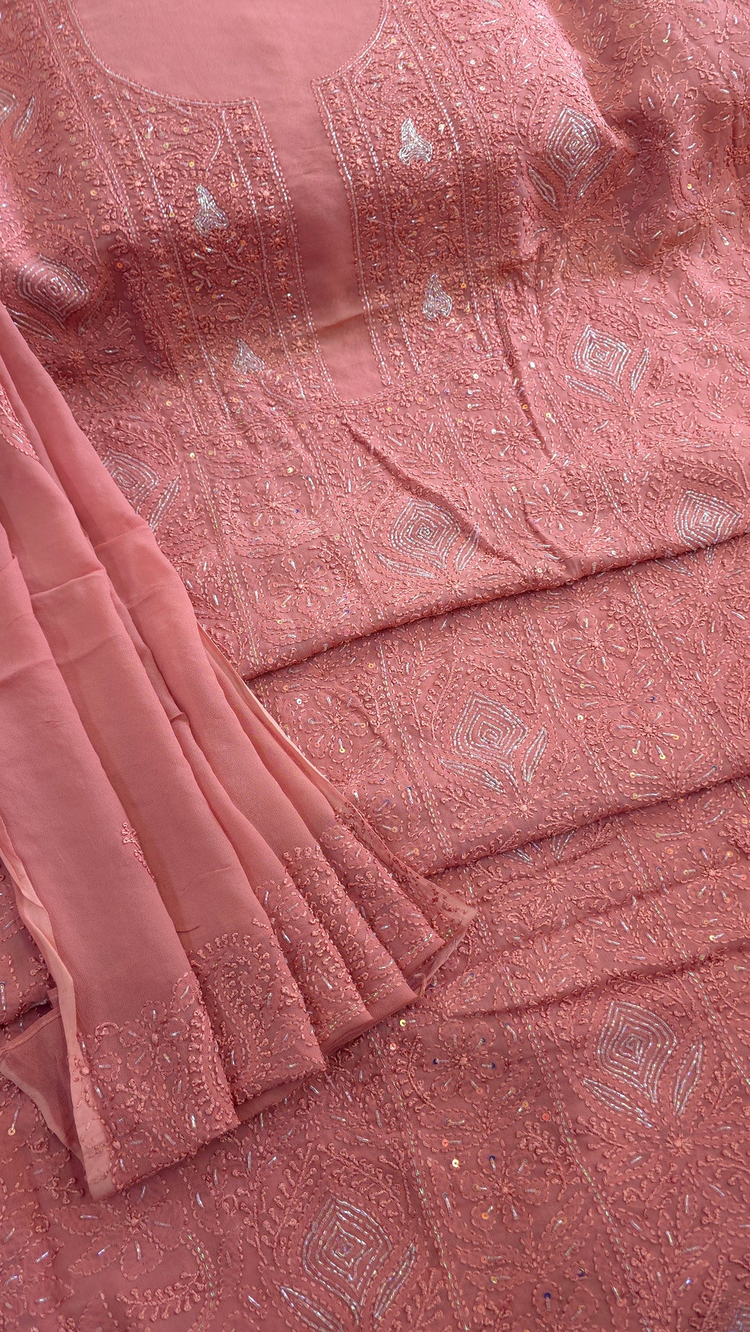Pure Georgette Viscose Chikankari Dress Material | Paridhan