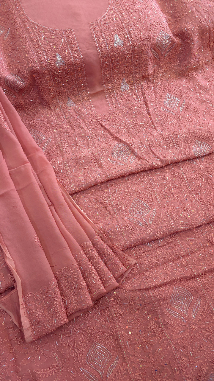 Pure Georgette Viscose Chikankari Dress Material | Paridhan